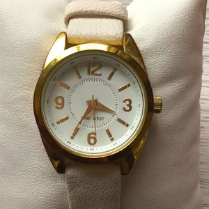 White Leather Strap Watch